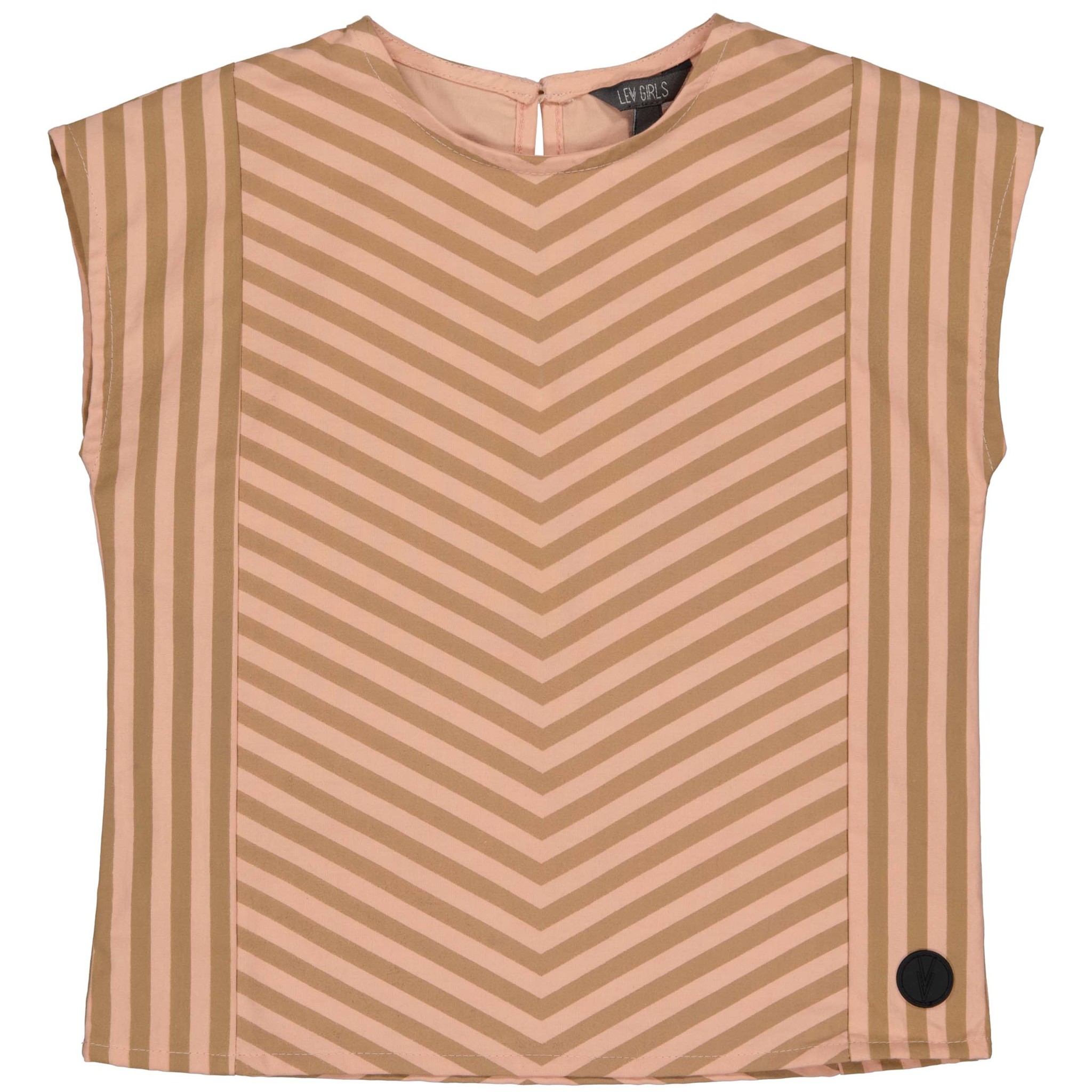 LEVV Little Meisjes blouse - Eleke - Taupe streep LEVV Little Meisjes blouse - Eleke - Taupe streep