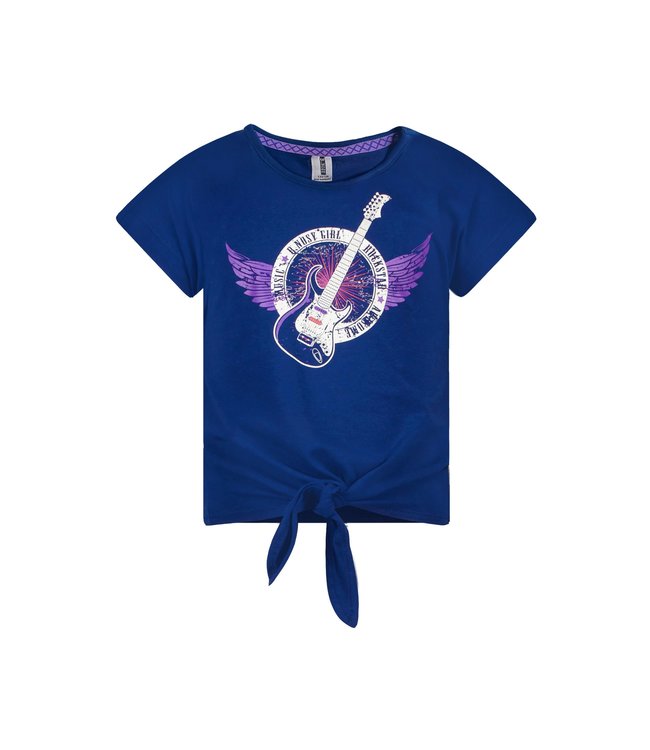 B.Nosy Meisjes t-shirt met knoope - Lake blauw