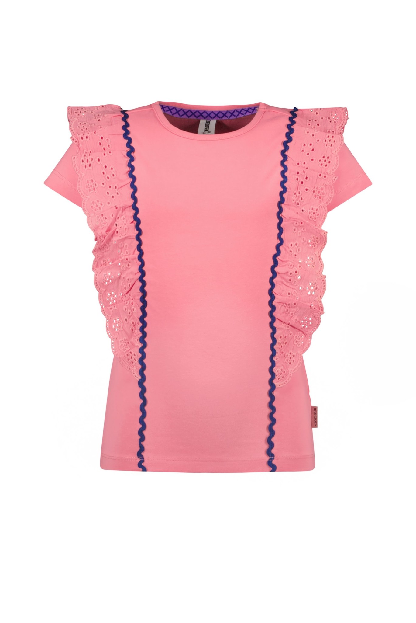 B.Nosy Meisjes t-shirt met ruffel - Geranium roze