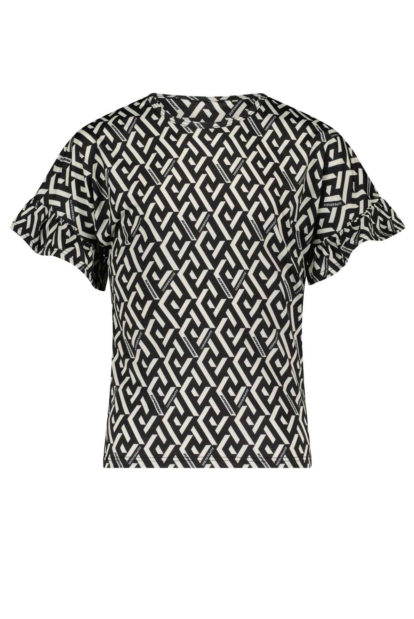 SUPERREBEL Jongens t-shirt - Benica - Zwart grafisch AOP