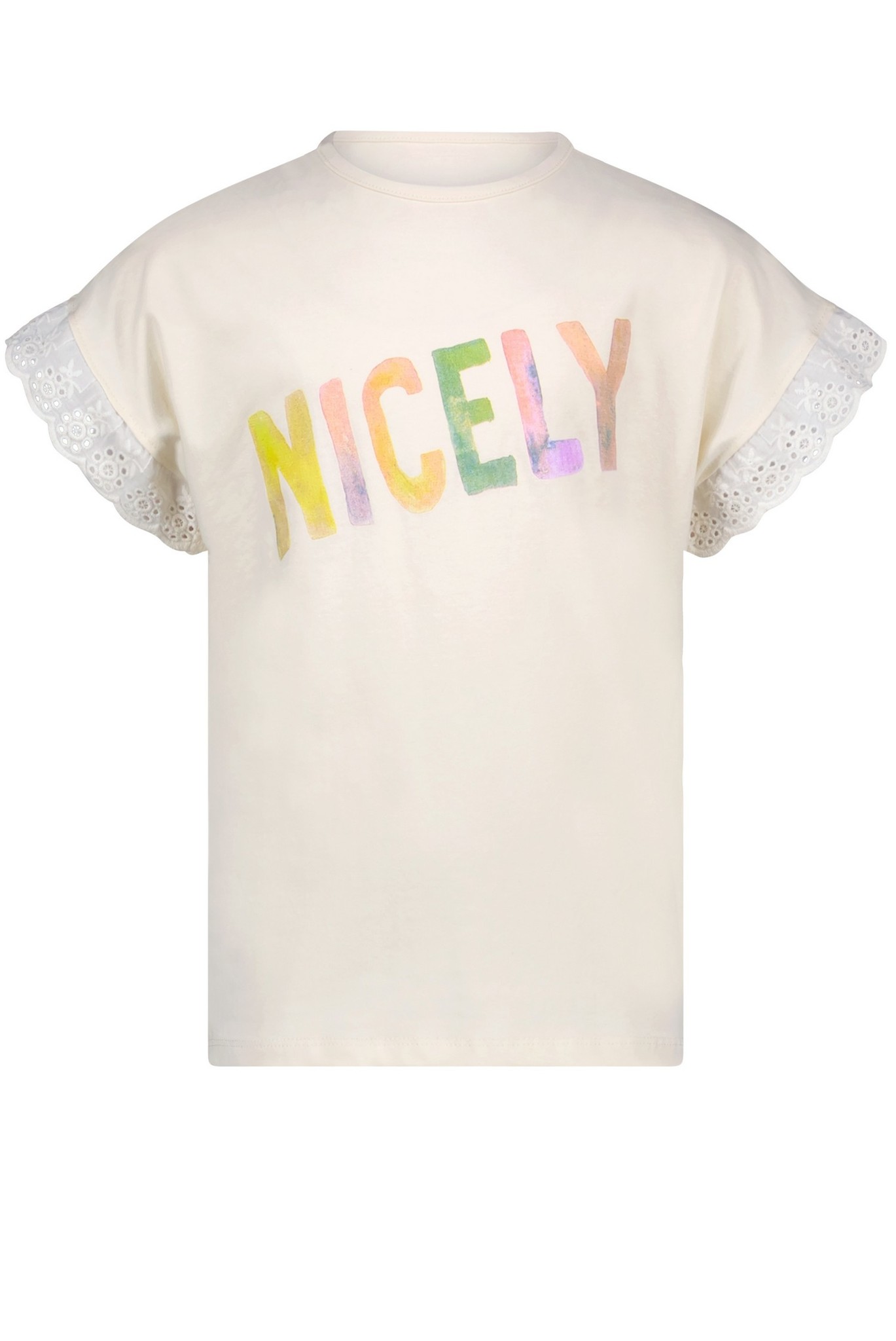 Nono meisjes t-shirt Kebou Happy print Pearled Ivory