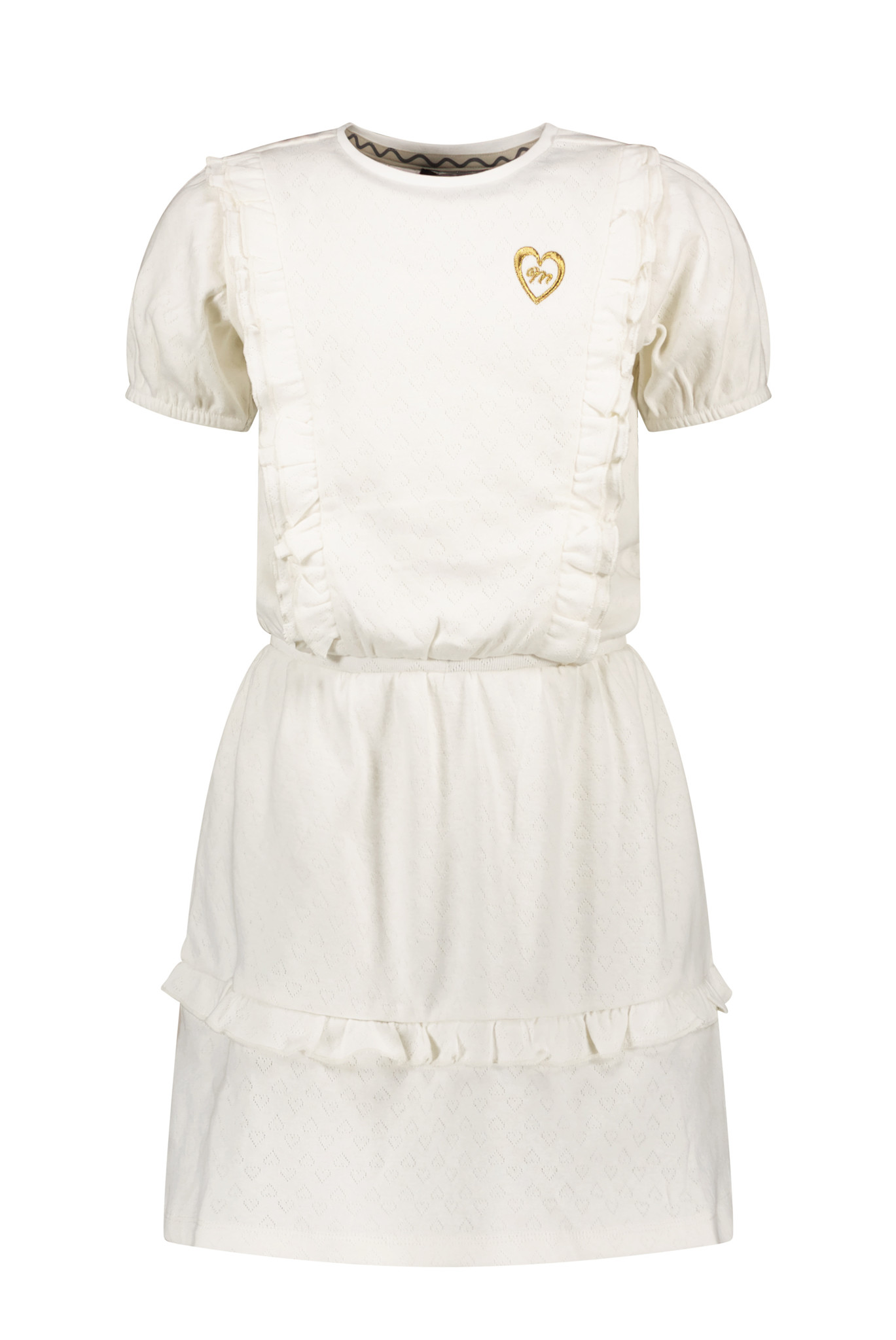 Moodstreet Fancy Dress With Frills And Puffed Sleeves Jurken Meisjes - Rok - Jurk - Gebroken wit - Maat 134/140