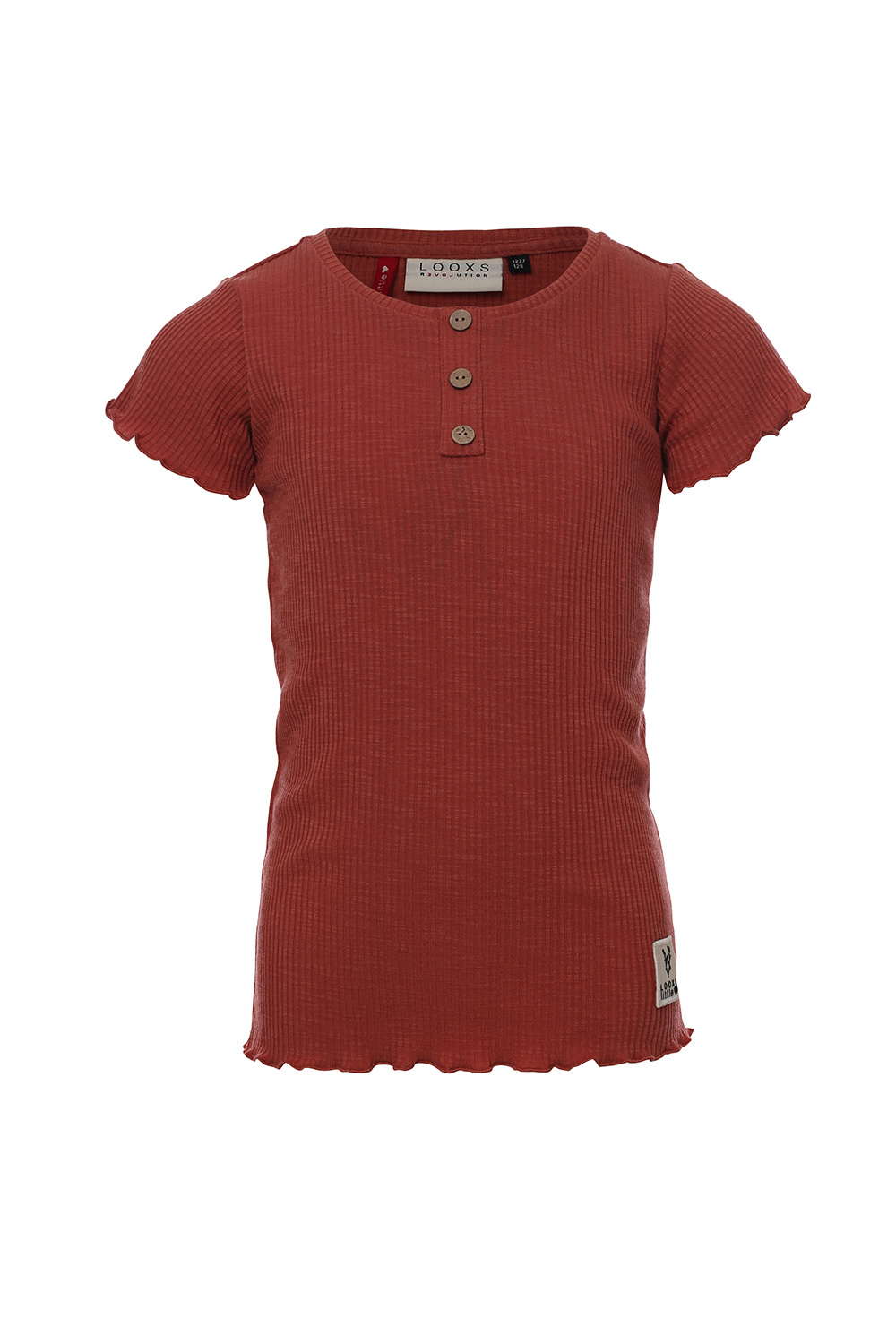 LOOXS Little Meisjes t-shirt rib - Henna LOOXS Little Meisjes t-shirt rib - Henna