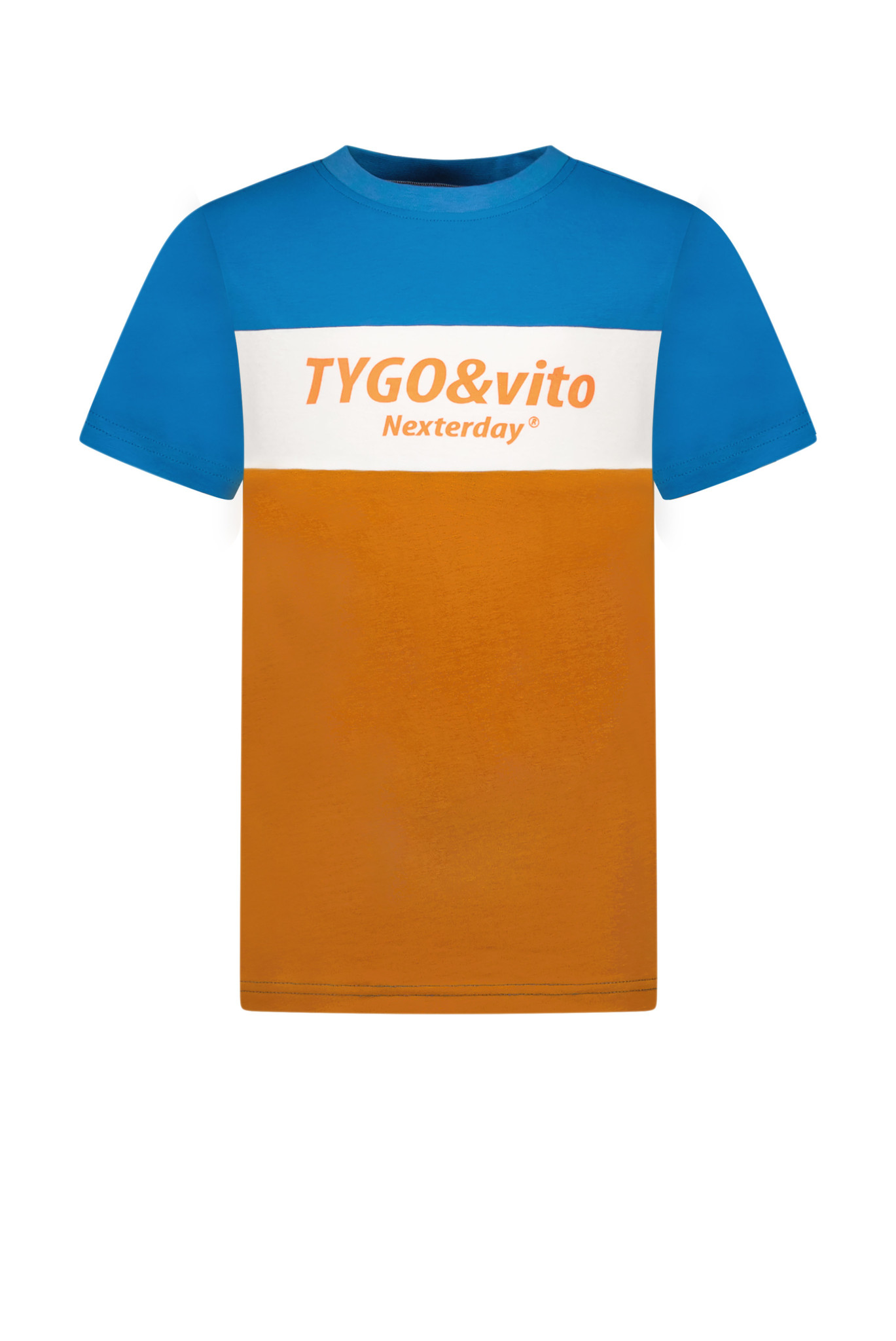 Tygo & Vito Jongens t-shirt colorblock - Mid blauw