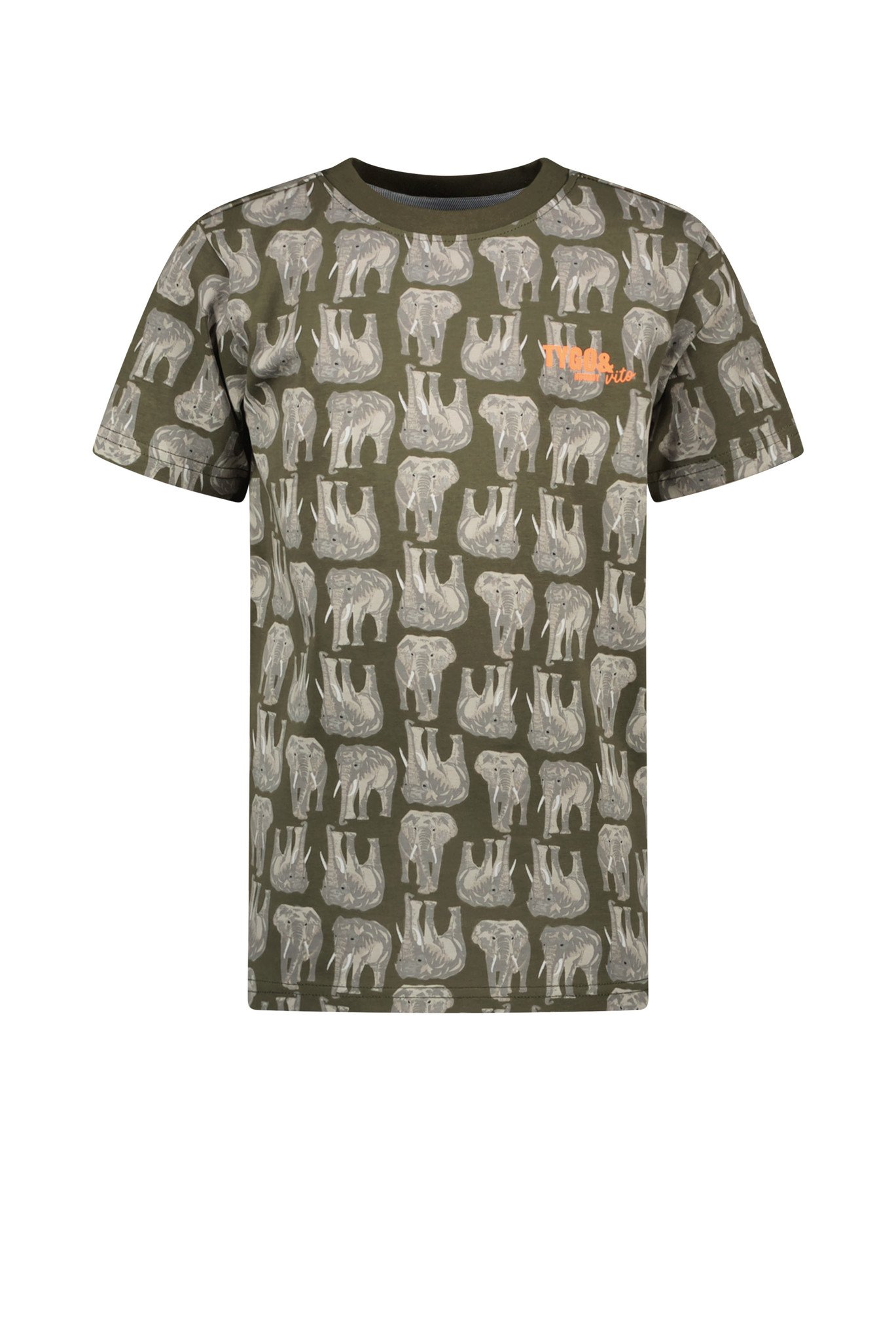 Tygo & Vito Jongens t-shirt AOP olifant - Army