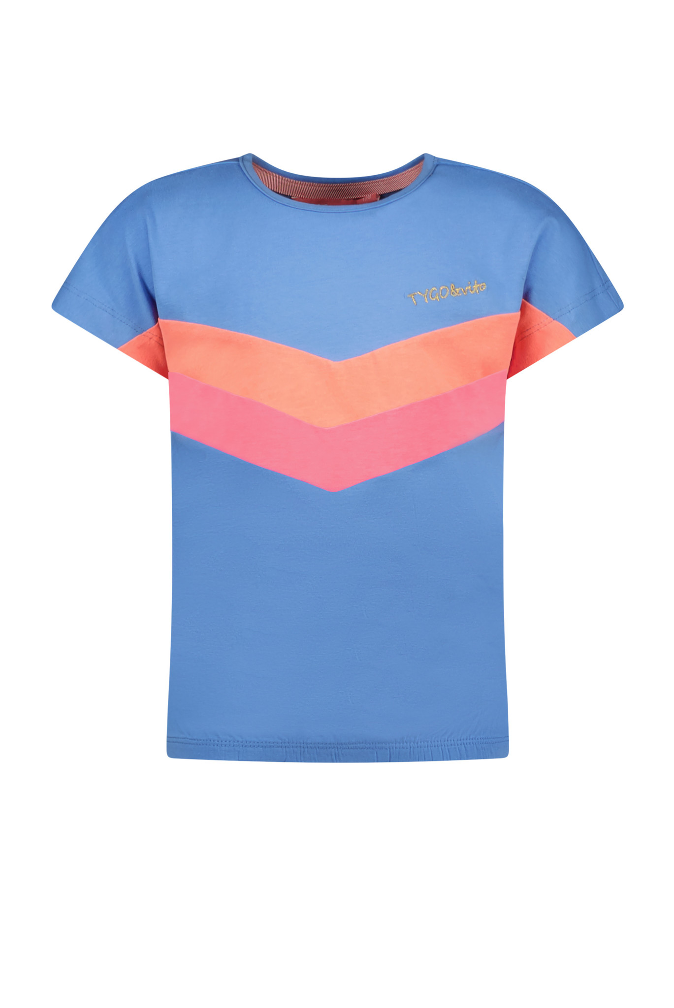 Tygo & Vito Meisjes t-shirt colorblock - Licht blauw