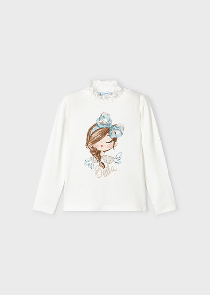 Mayoral Meisjes blouse met kraag - Natur-blauw Mayoral Meisjes blouse met kraag - Natur-blauw