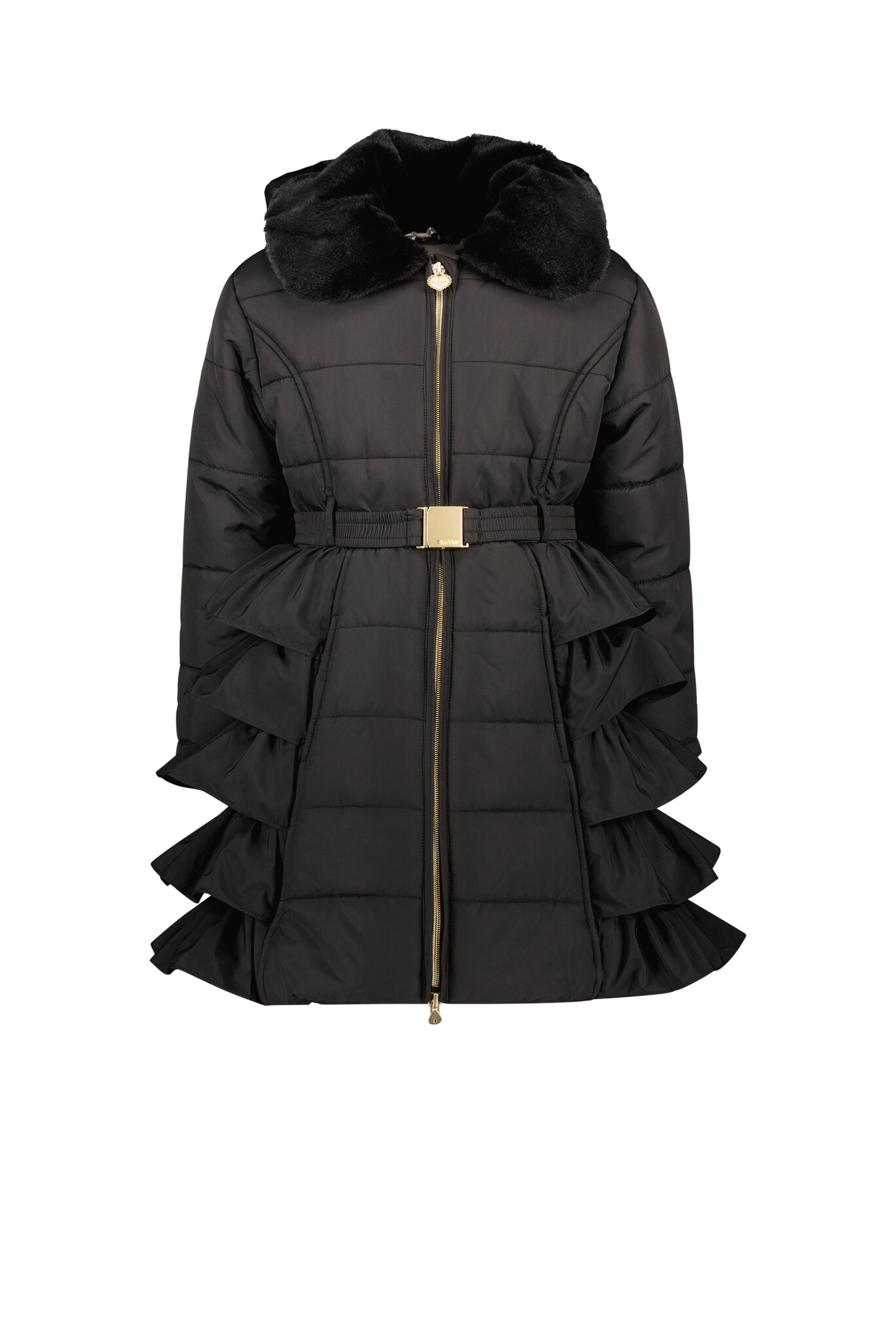 Le Chic Meisjes winterjas ruffel - Berlina - Zwart Le Chic Meisjes winterjas ruffel - Berlina - Zwart