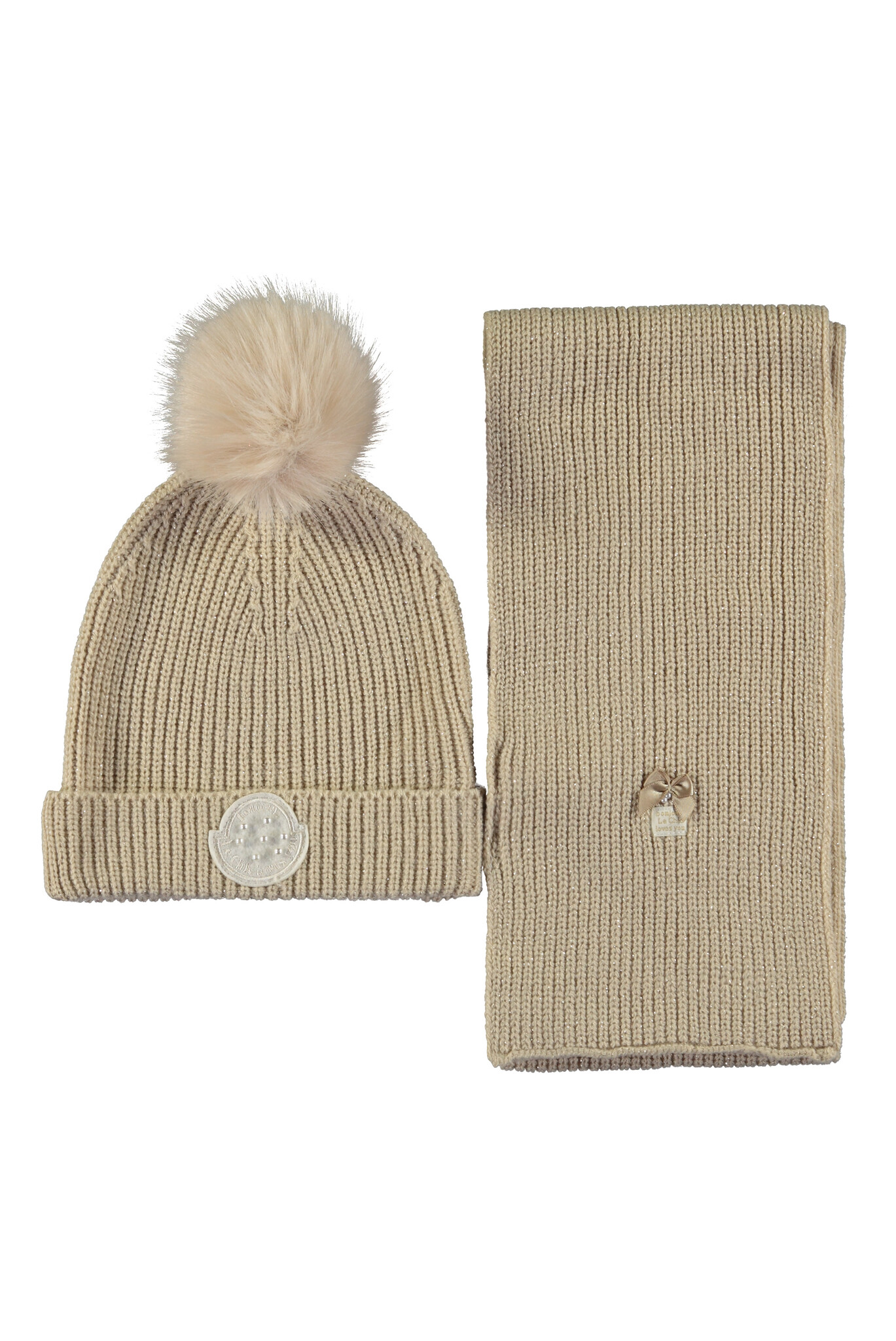 Le Chic Meisjes sjaal en muts - Rosa en Reya - Pearled ivory Le Chic Meisjes sjaal en muts - Rosa en Reya - Pearled ivory