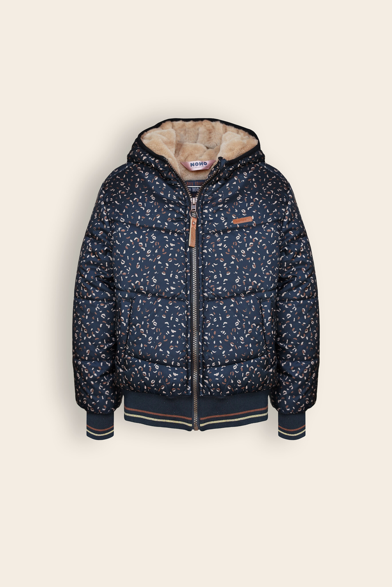 NoNo Meisjes winterjas bomber met capuchon - Bella - Jet zwart NoNo Meisjes winterjas bomber met capuchon - Bella - Jet zwart
