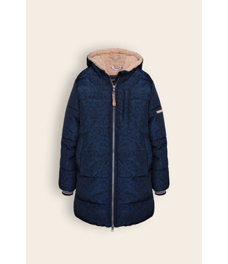 NoNo Meisjes winterjas midi met capuchon - Baggy - Navy blauw