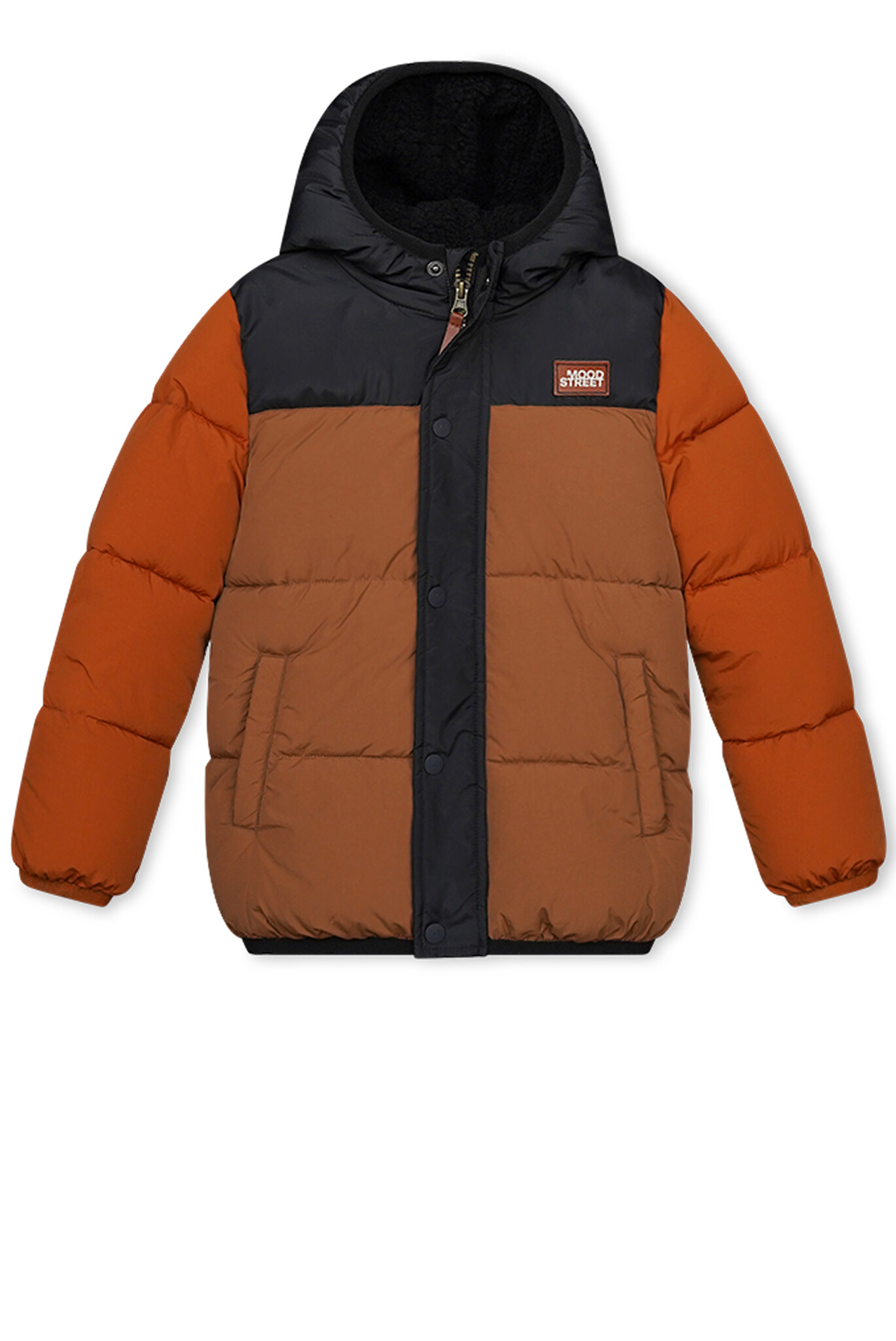 Moodstreet Jongens winterjas colorblock - Roest Moodstreet Jongens winterjas colorblock - Roest