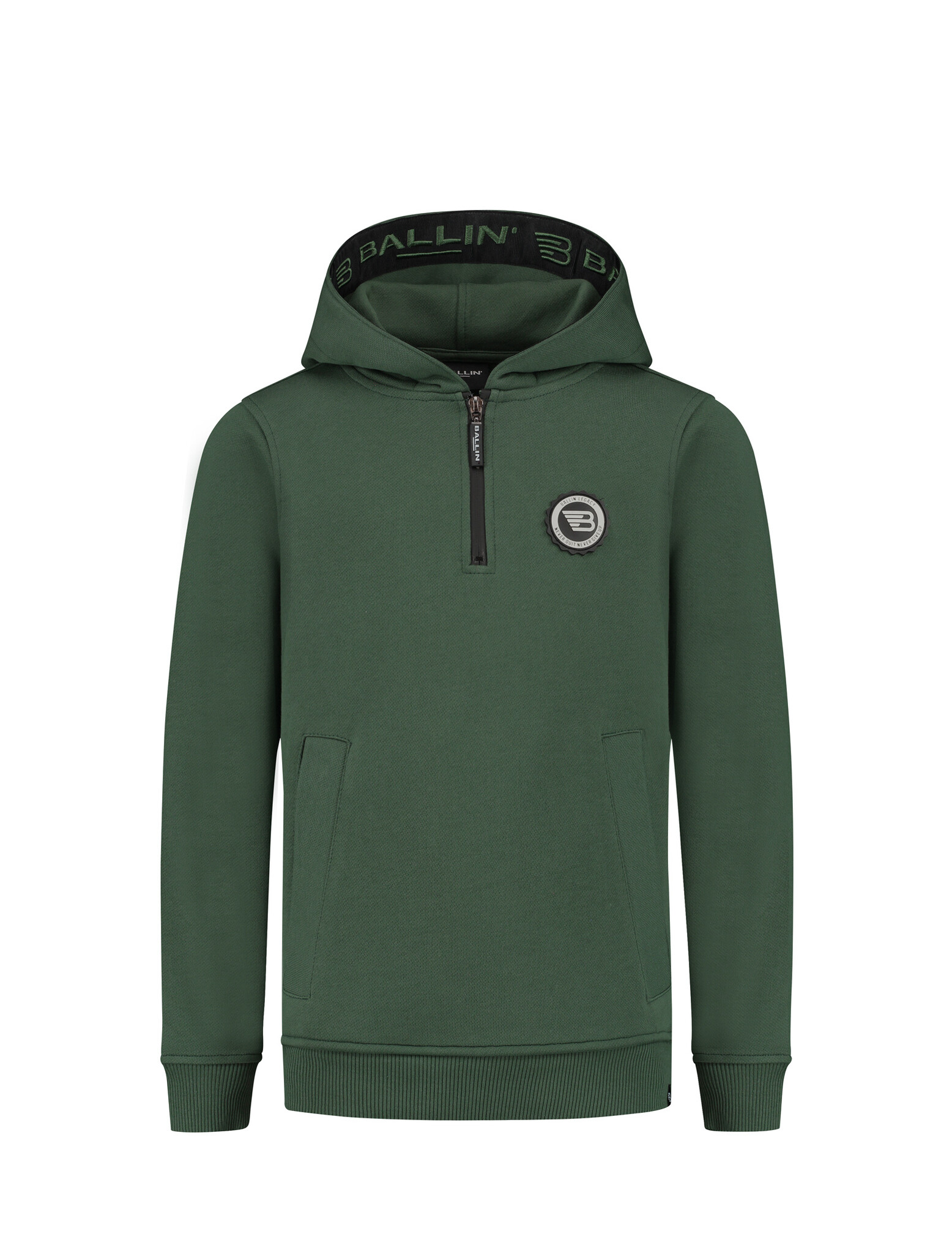 Ballin Jongens hoodie met badge - Bos groen Ballin Jongens hoodie met badge - Bos groen