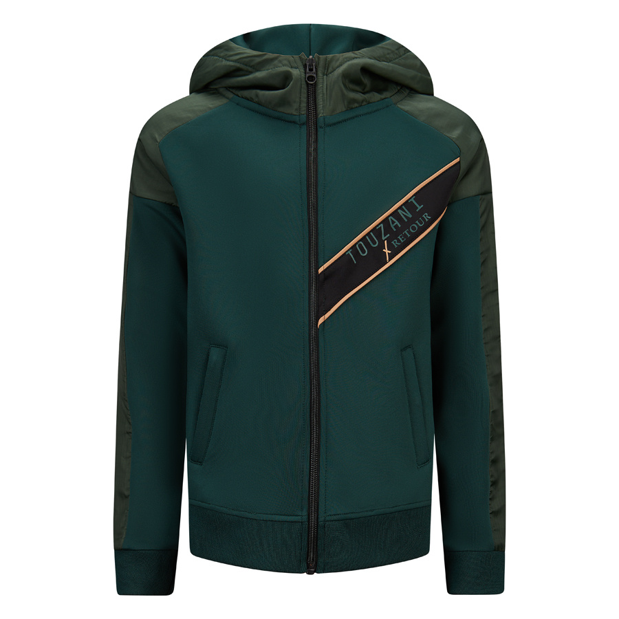 Retour Jeans X Touzani Jongens sweat vest - Cross - Hunter groen Retour Jeans X Touzani Jongens sweat vest - Cross - Hunter groen