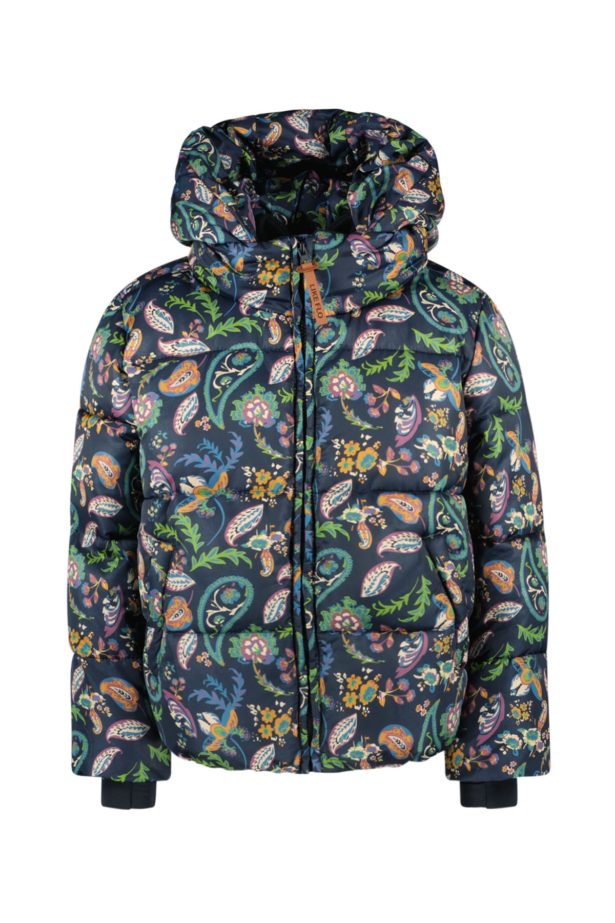 Like Flo Meisjes winterjas kort met capuchon - Paisley