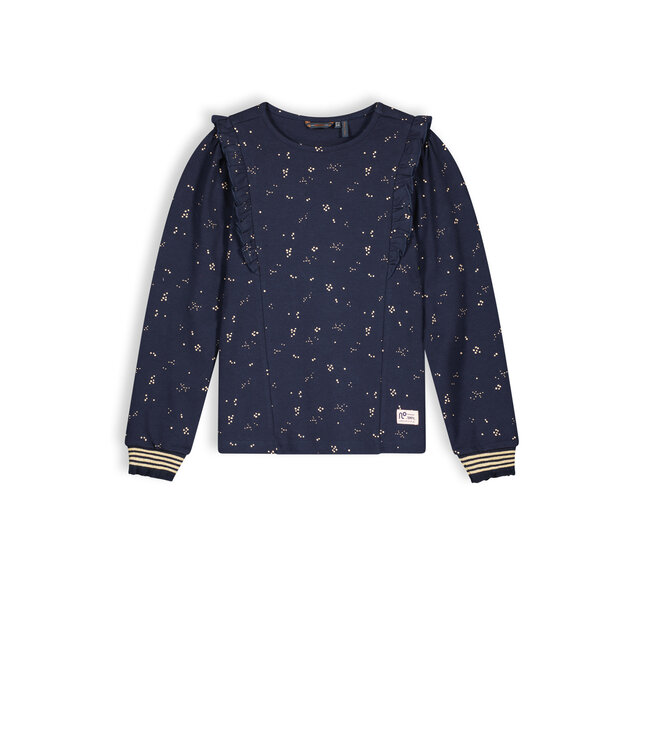 NoNo Meisjes top jersey met ruffel - Kean - Navy blauw