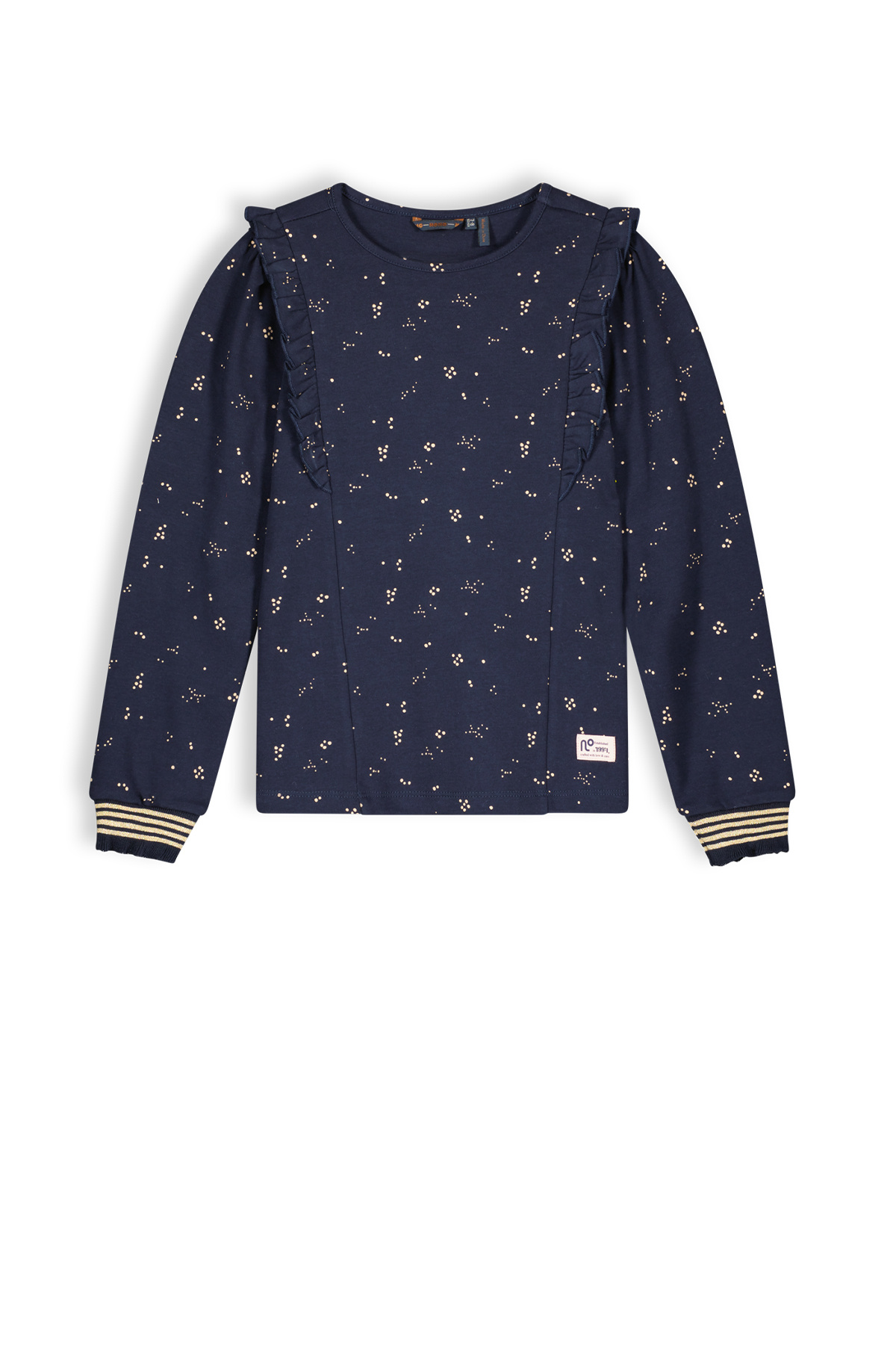 NoNo Meisjes top jersey met ruffel - Kean - Navy blauw