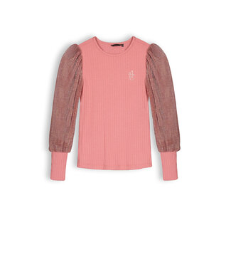 NoNo Meisjes shirt jersey rib - Sunset roze