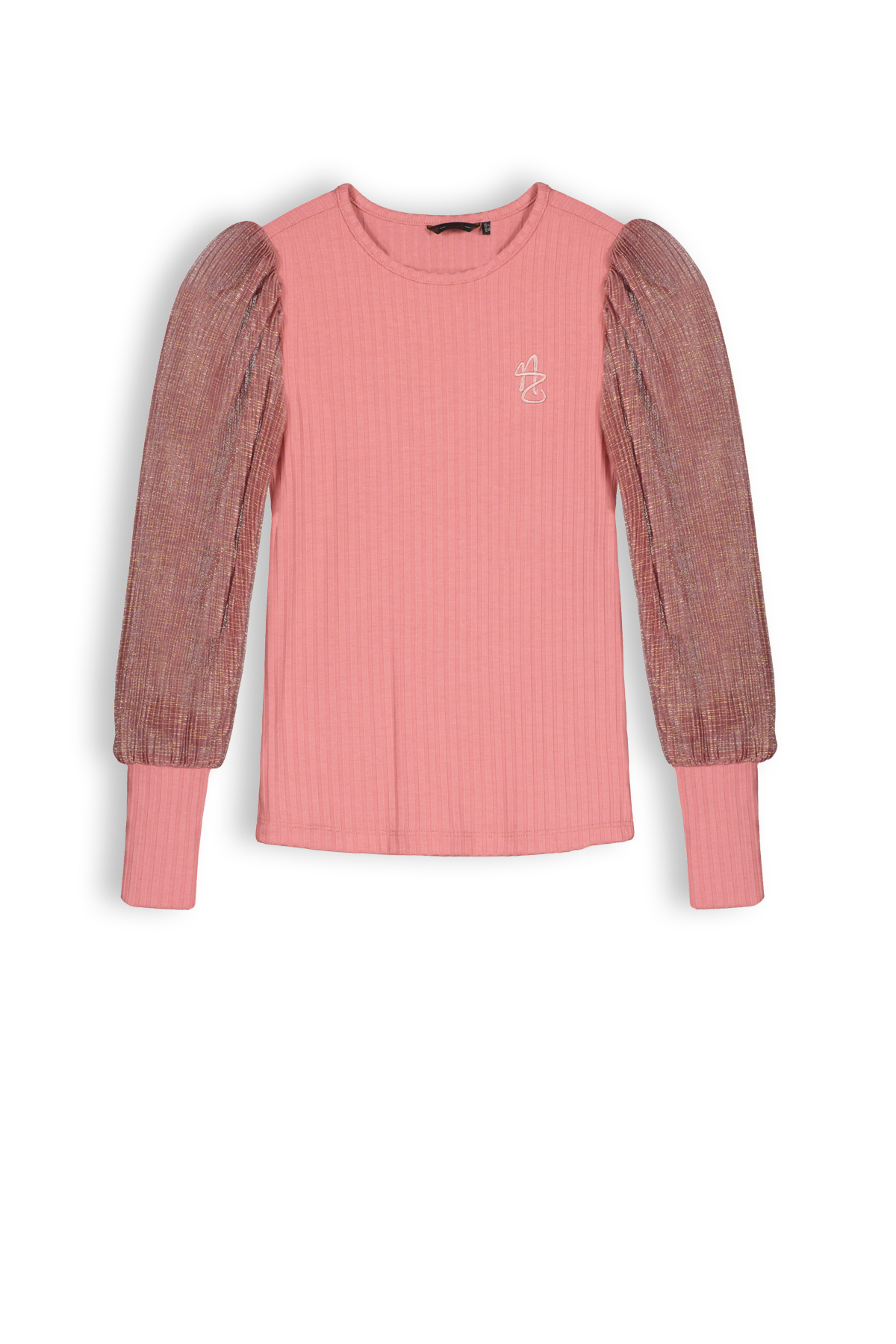 NoNo Meisjes shirt jersey rib - Sunset roze