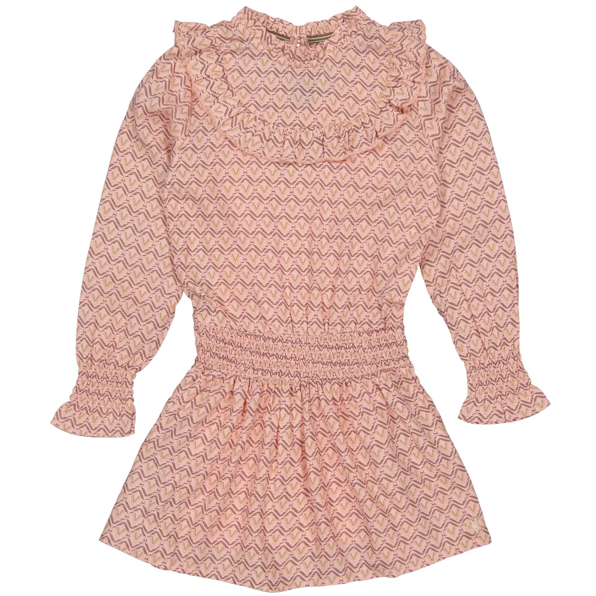 LEVV Little Meisjes jurk - Gabrila - AOP VV pastel roze