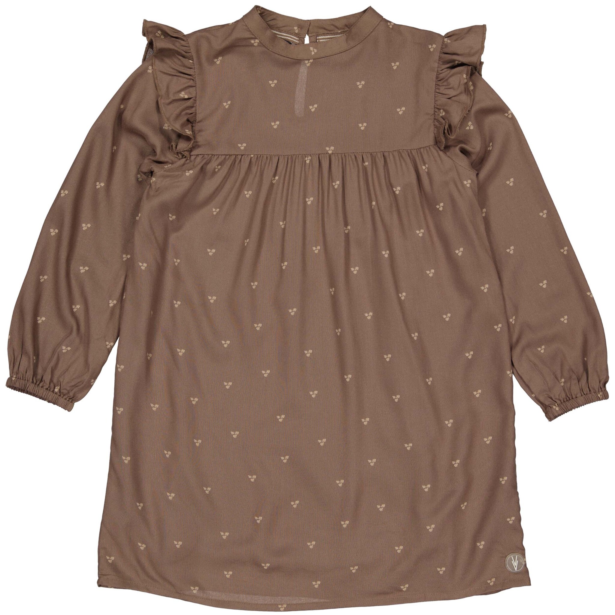 LEVV Little Meisjes jurk - Gaby - AOP bloemen bruin