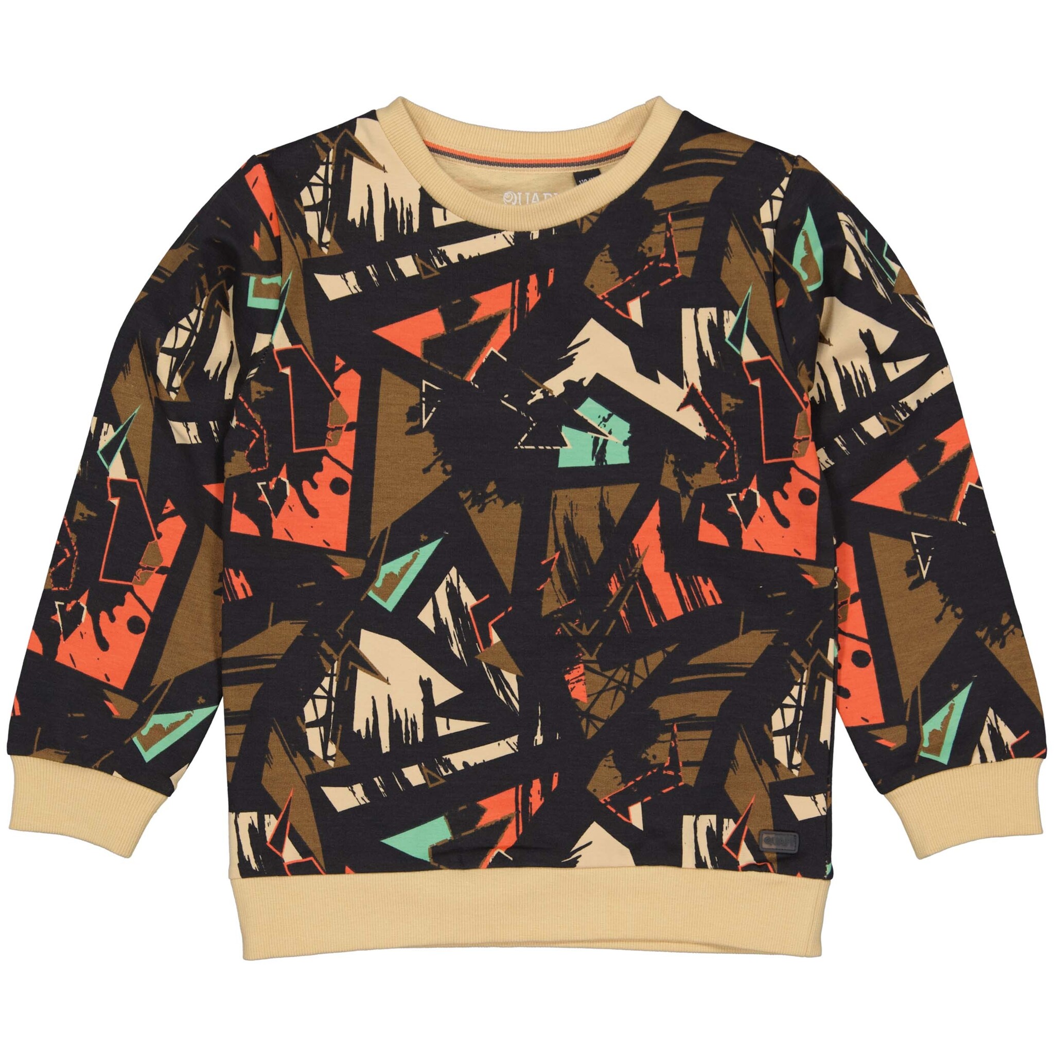 Quapi Jongens sweater - Aleks - AOP grafisch metaal grijs