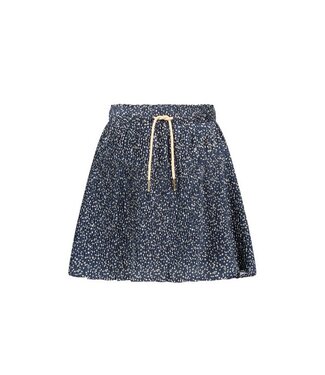 Like Flo Meisjes rok crinkel plissee bloemen AOP - Navy blauw