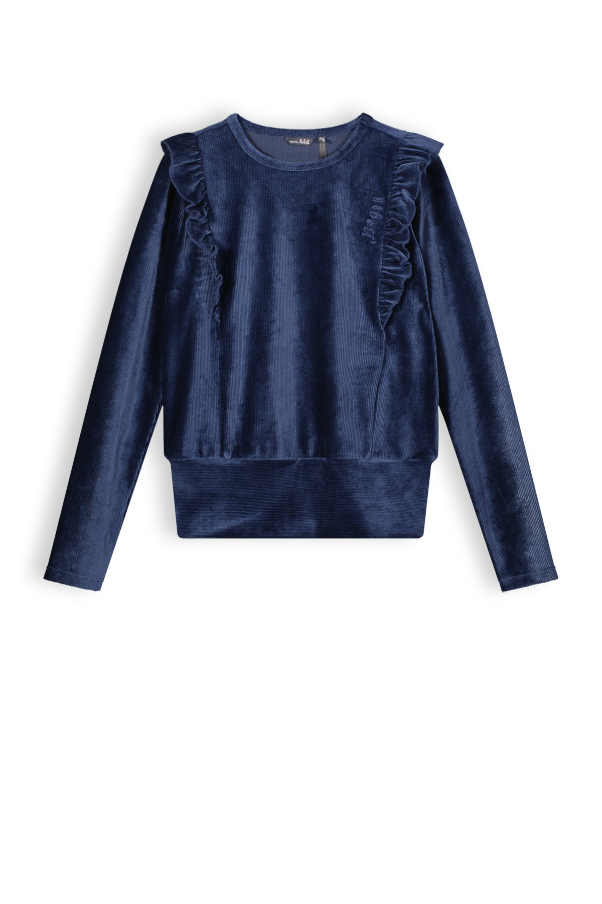 NoBell Meisjes shirt velours jersey rib - Kex - Navy blauw NoBell Meisjes shirt velours jersey rib - Kex - Navy blauw
