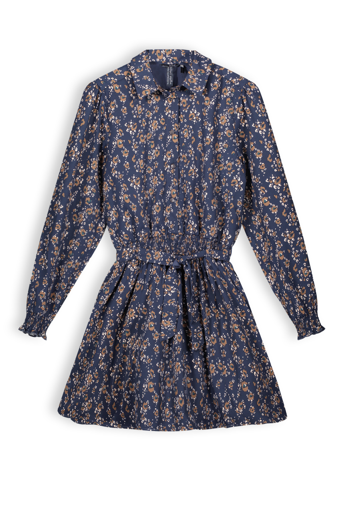 Meisjes jurk print met kraag - Maja - Navy blauw