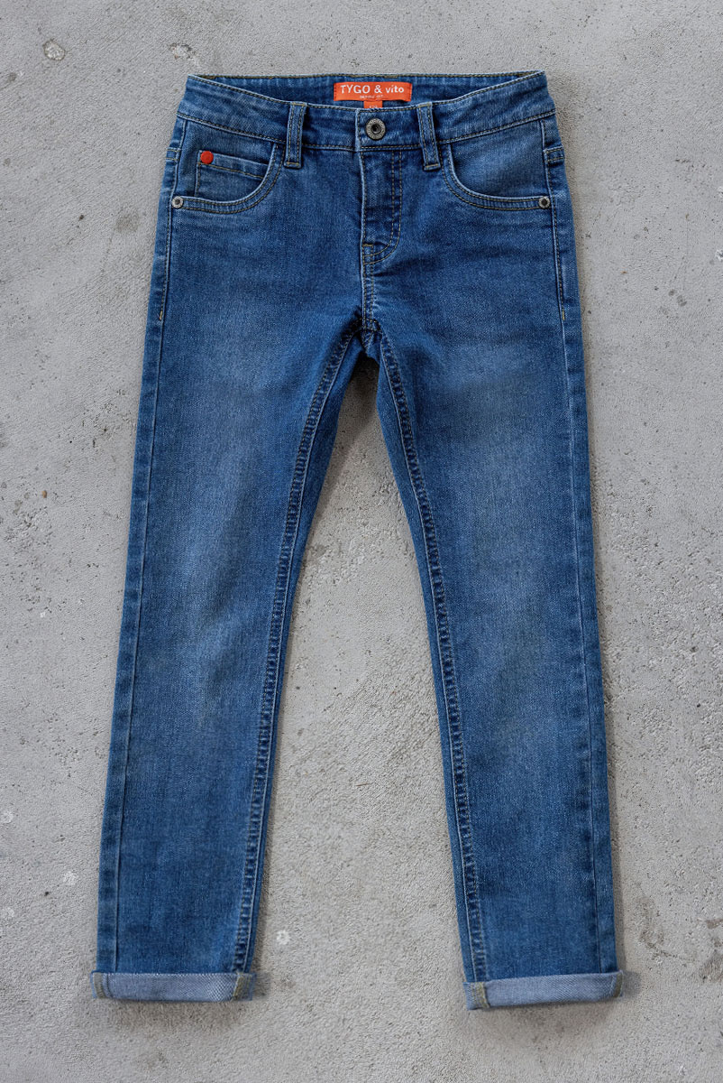 Tygo & Vito Jongens jeans broek skinny fit Binq - Medium blauw used Tygo & Vito Jongens jeans broek skinny fit Binq - Medium blauw used