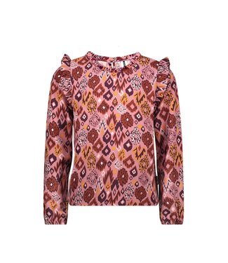 B.Nosy Meisjes blouse roze - Philou - Pleasant AOP