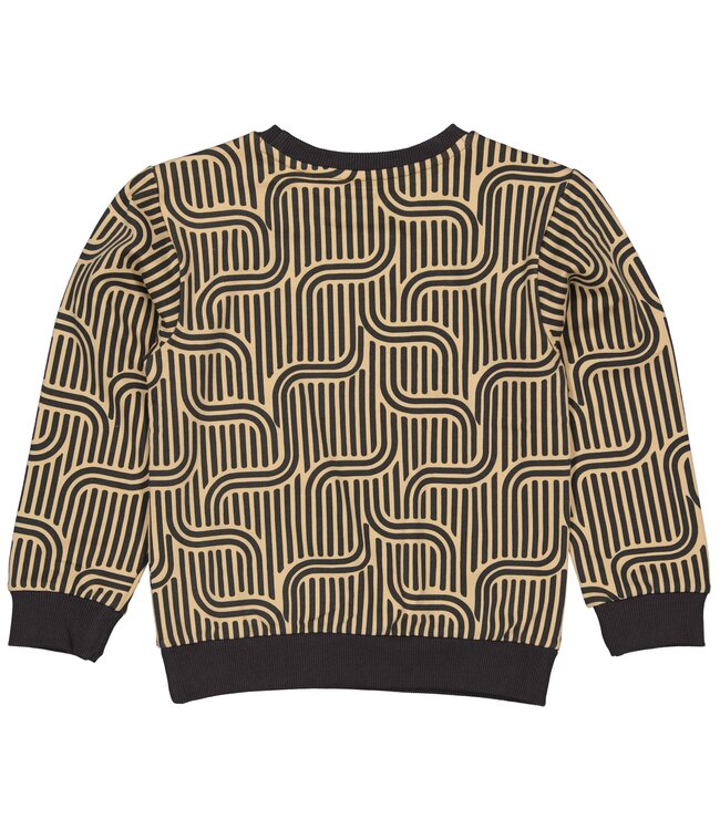 Quapi Jongens sweater - Aleso - AOP geomatric metaal grijs