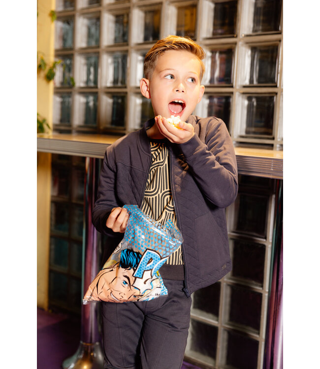 Quapi Jongens sweater - Aleso - AOP geomatric metaal grijs