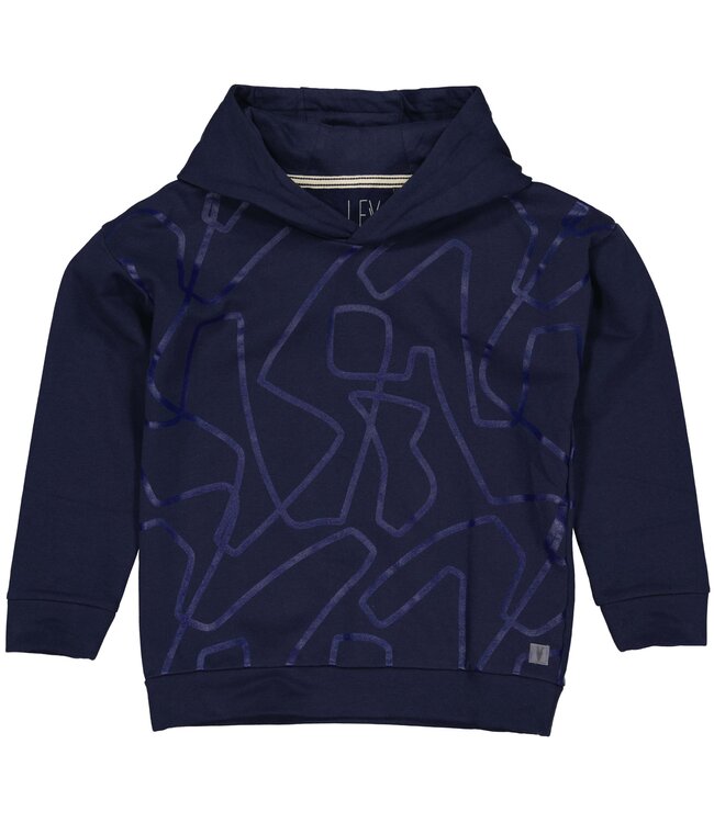 LEVV Little Jongens sweater - Gilius - AOP streep donker blauw