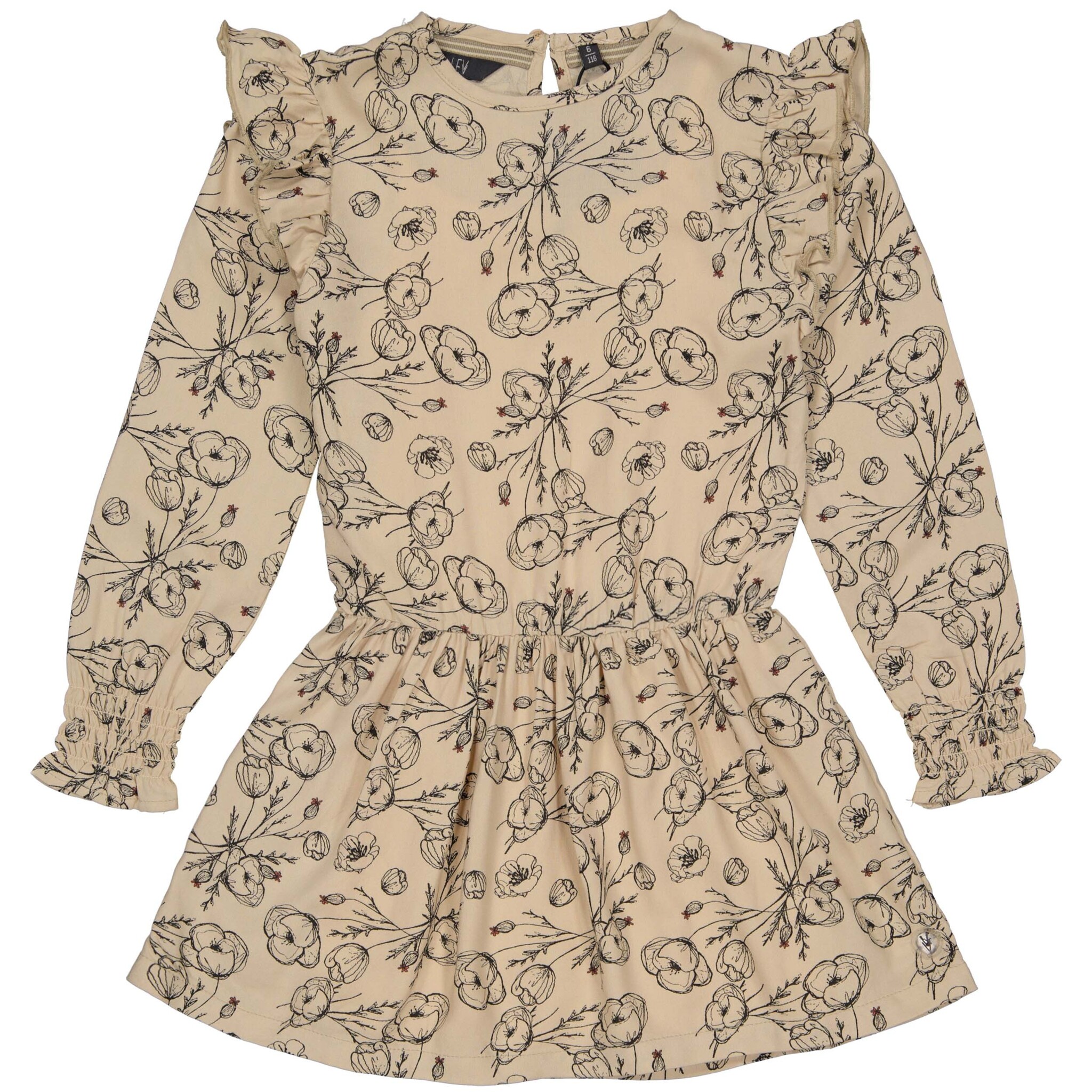 LEVV Little Meisjes jurk - Gabri - AOP bloemen zand LEVV Little Meisjes jurk - Gabri - AOP bloemen zand