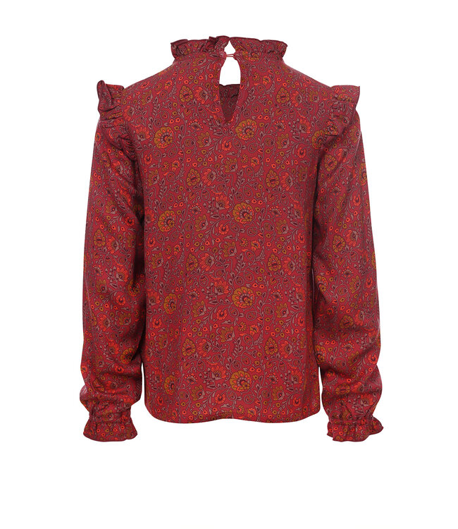 LOOXS Little Meisjes blouse viscose - Framboos paisley