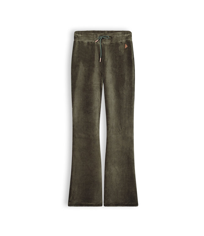 NoBell Meisjes flair broek velvet rib - Sada - Olijf groen