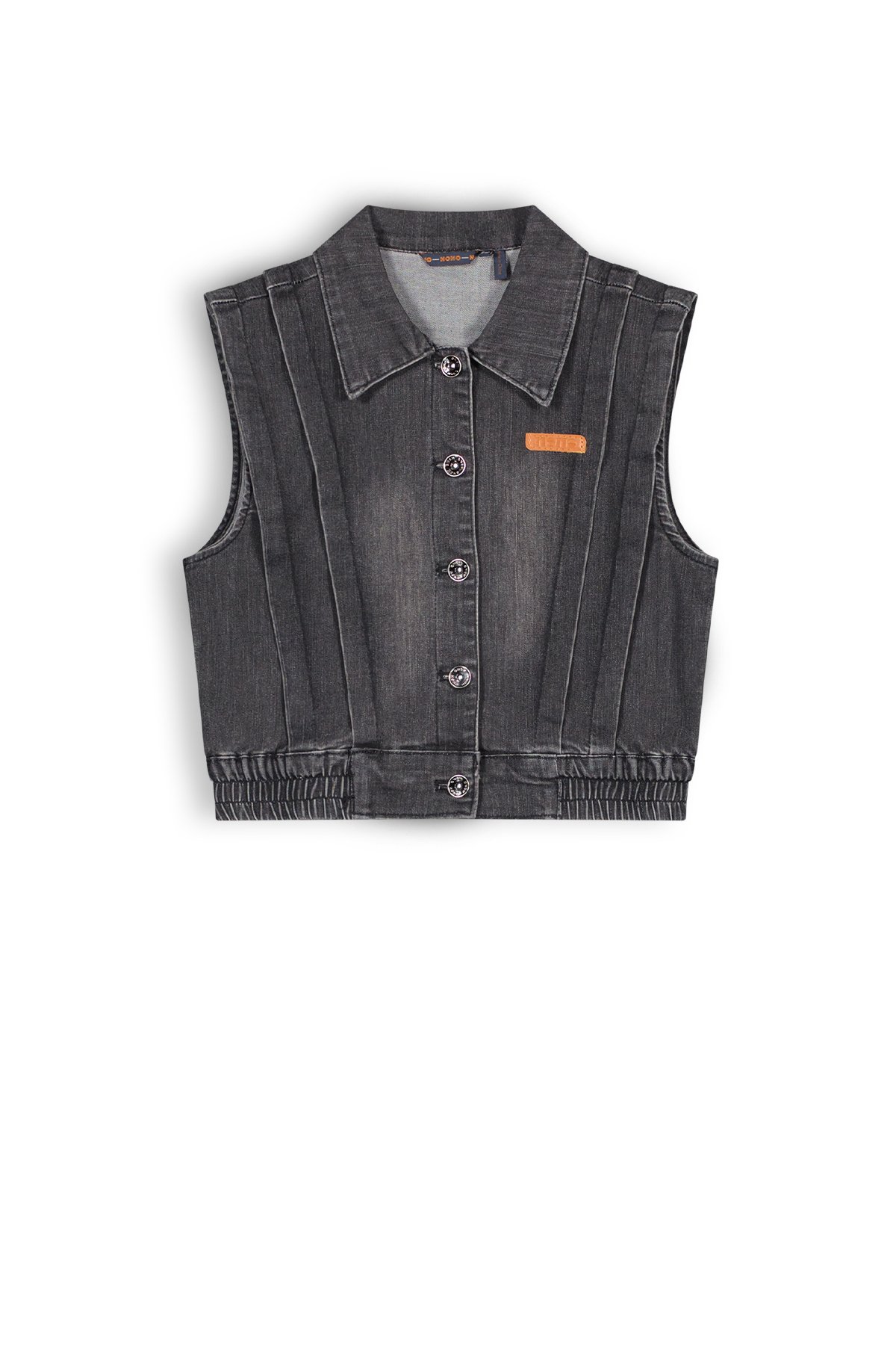 NoNo Meisjes denim gilet - Donka - Jet zwart