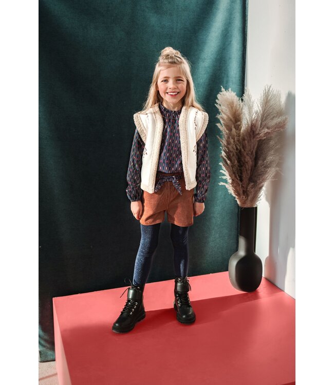 B.Nosy Meisjes blouse wavy print bruin - Venna - Victorious AOP