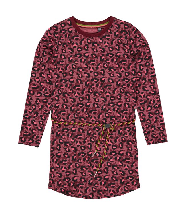Quapi Meisjes jurk - Adella - AOP luipaard roze