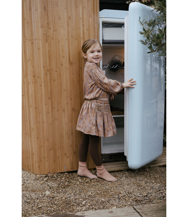 LEVV Little Meisjes blouse - Gest - AOP bloemen blauw