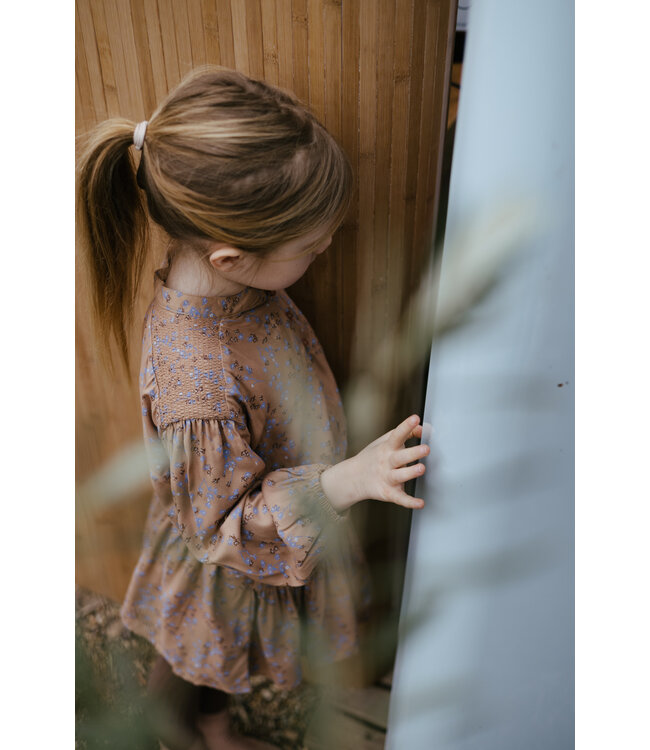 LEVV Little Meisjes blouse - Gest - AOP bloemen blauw