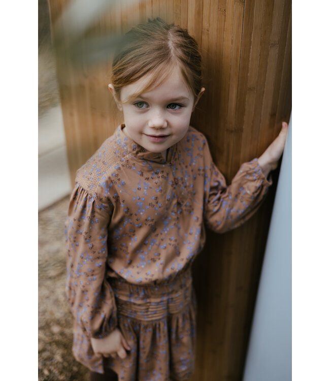 LEVV Little Meisjes blouse - Gest - AOP bloemen blauw