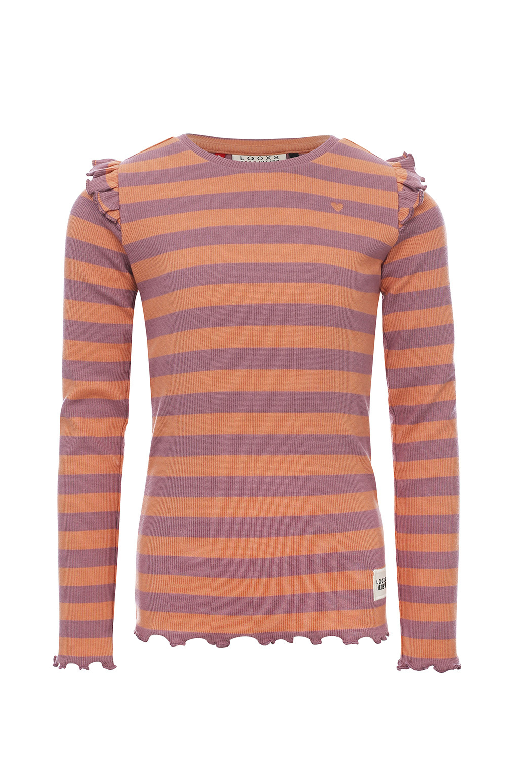 LOOXS Little Meisjes t-shirt rib - Mauve gestreept LOOXS Little Meisjes t-shirt rib - Mauve gestreept