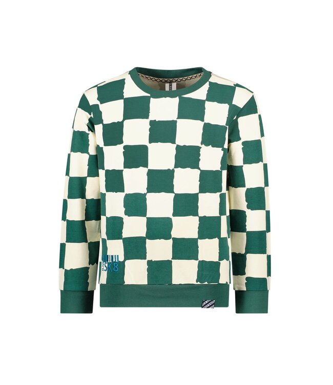 B.Nosy Jongens sweater - Ravi - Geruit ecru groen