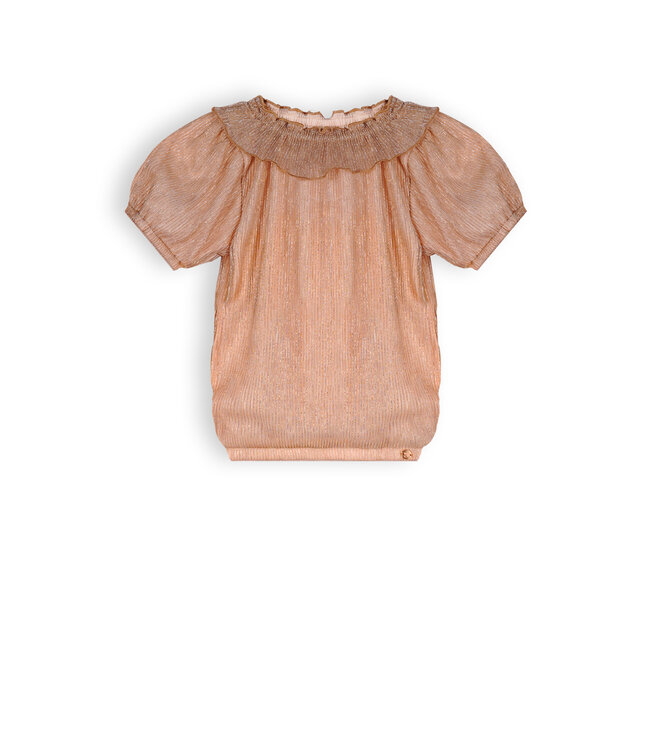 NoNo Meisjes blouse plisse - Tommy - Licht goud