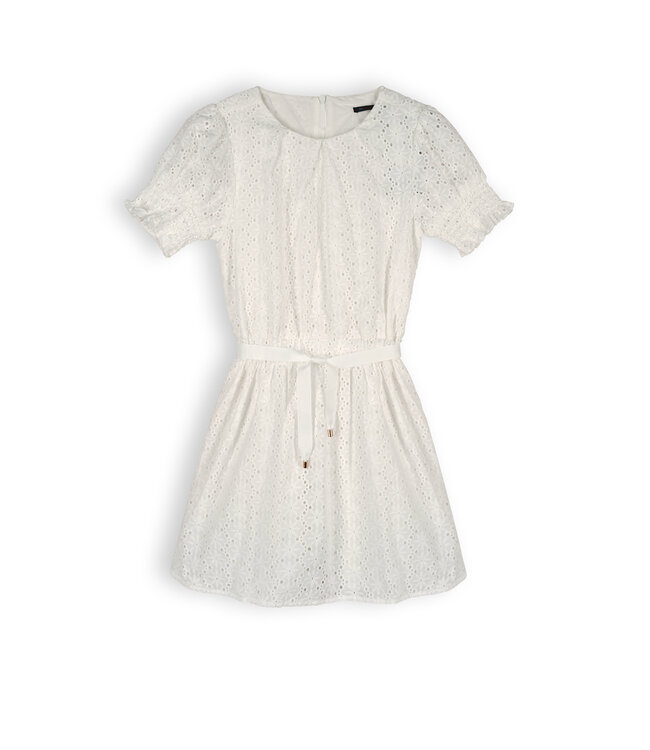NoNo Meisjes jurk embroidery - Mirabel - Sneeuw wit