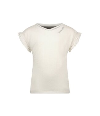 Like Flo Meisjes t-shirt metallic jersey met ruffel - Zilver