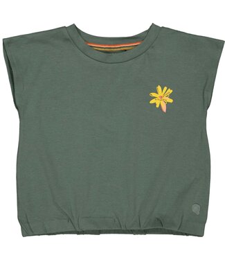 Quapi Meisjes crop top - Beertje - Donker groen