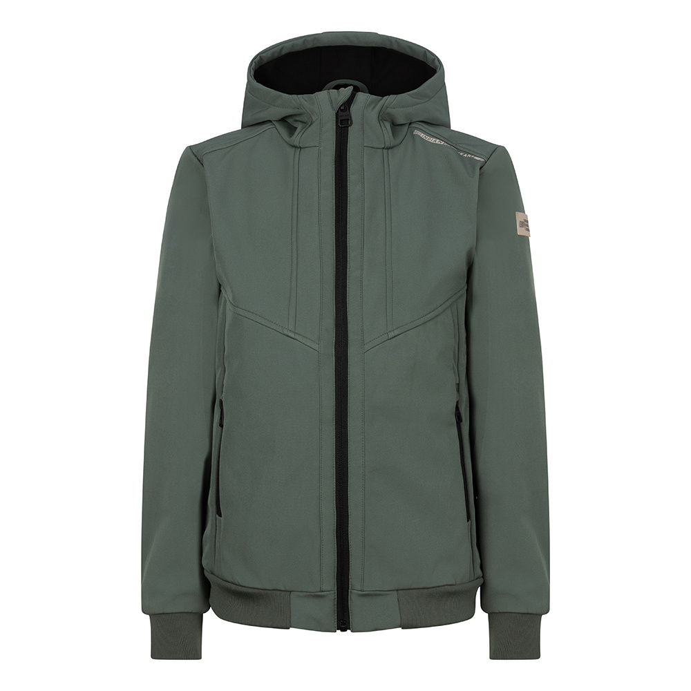 Jongens zomerjas softshell met capuchon - Army groen